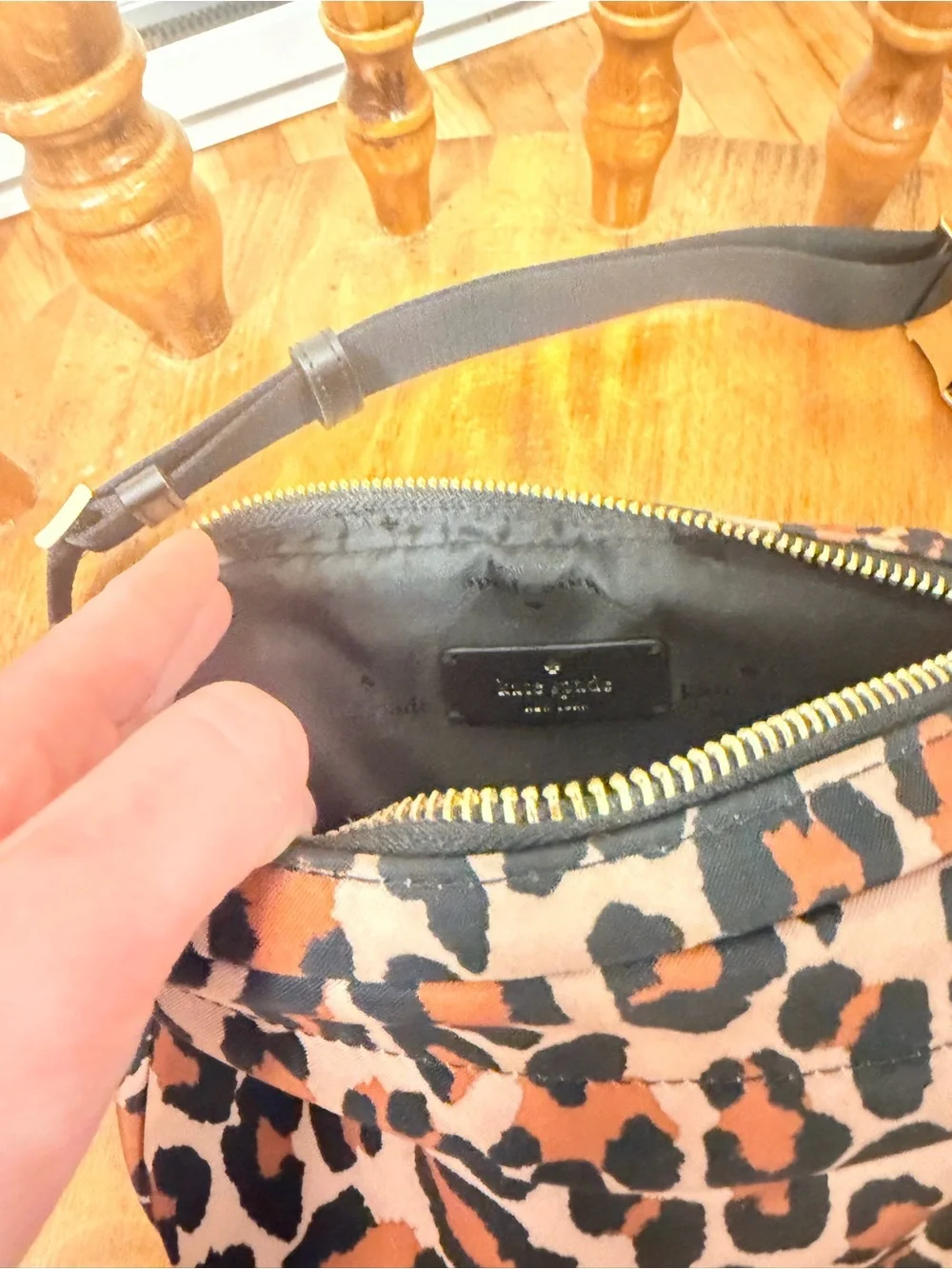 kate spade Leopard-Print Crossbody in Black and Tan